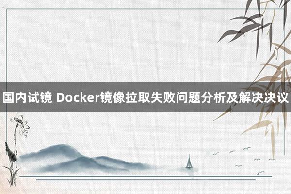 国内试镜 Docker镜像拉取失败问题分析及解决决议